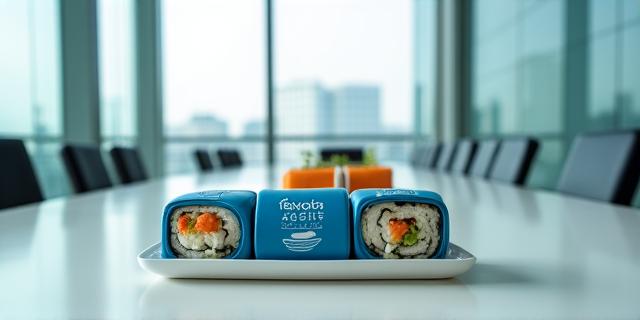 モダンなオフィスで寿司を楽しむチーム