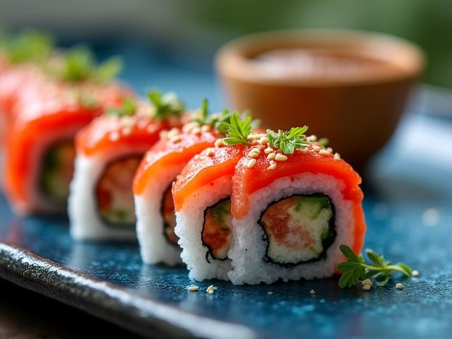 スパイシーツナロールと純米酒